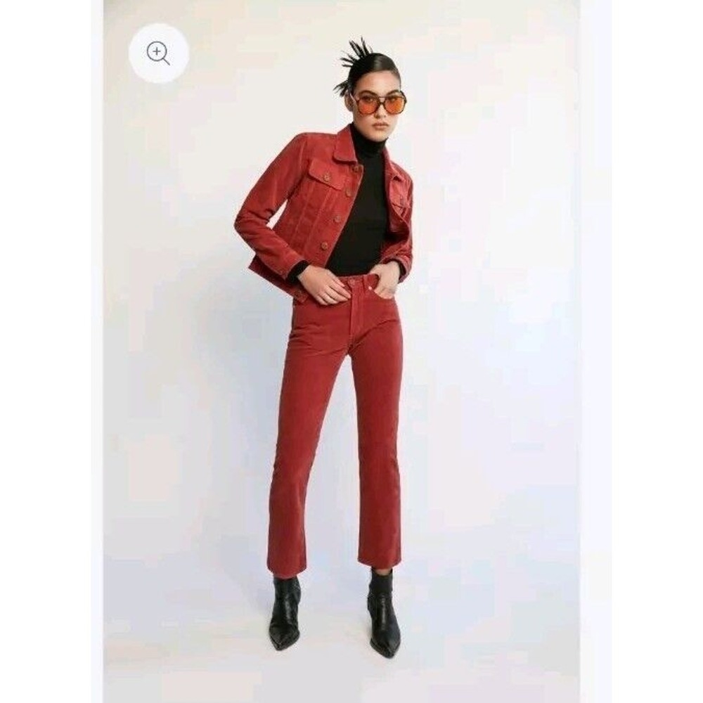 Daily Blue Manya Pants Womens 25 Straight Leg Stretch Velveteen Ruby Red NEW